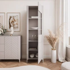 Witryna wąska wysoka LORIEN 60 cm kaszmir