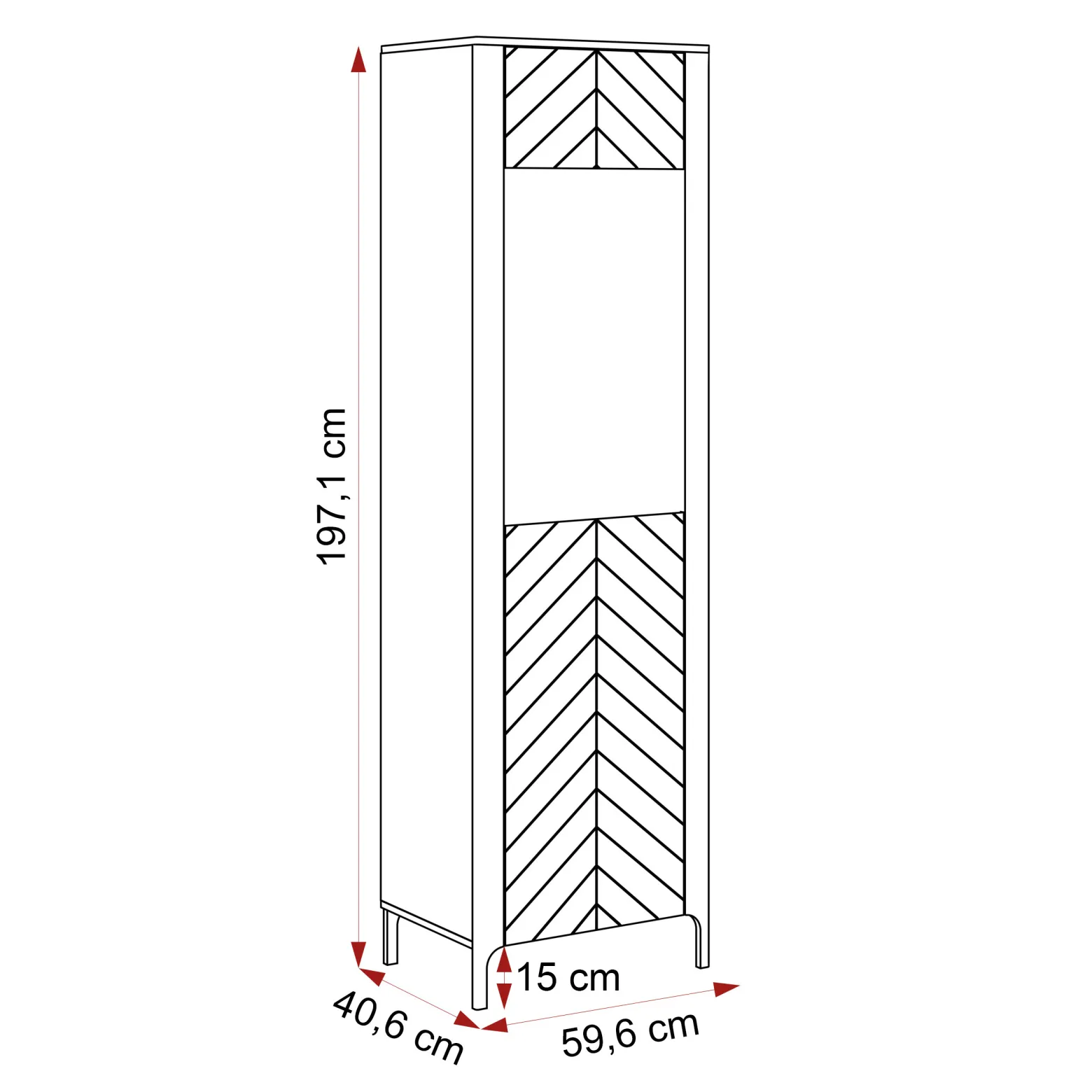 Witryna wąska wysoka LORIEN 60 cm kaszmir