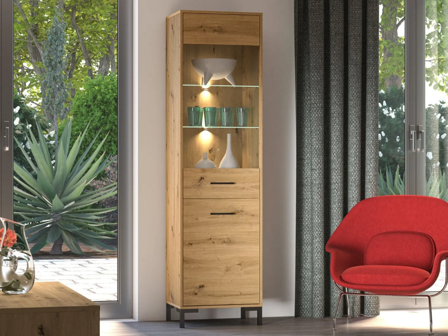 Witryna wysoka NIKOLA dąb artisan