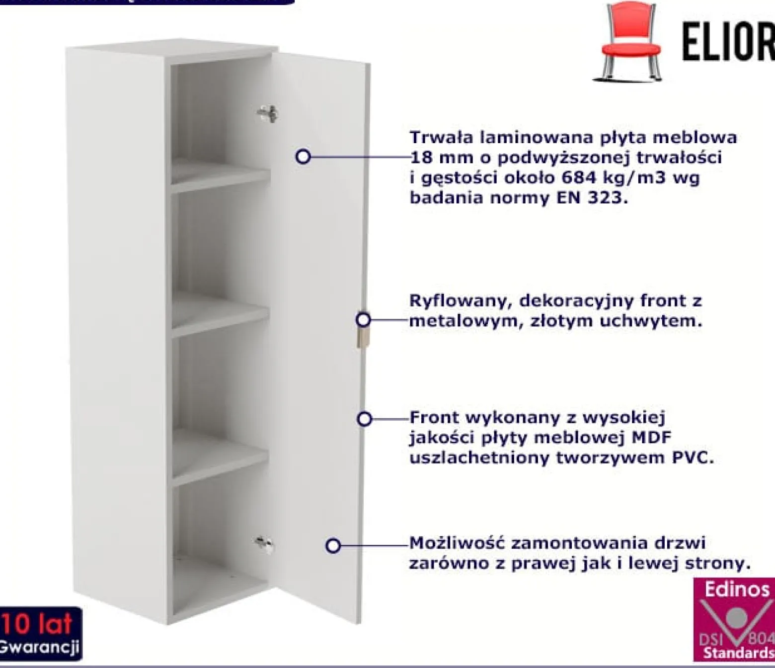 Wąska szafka łazienkowa wisząca - Xyeno