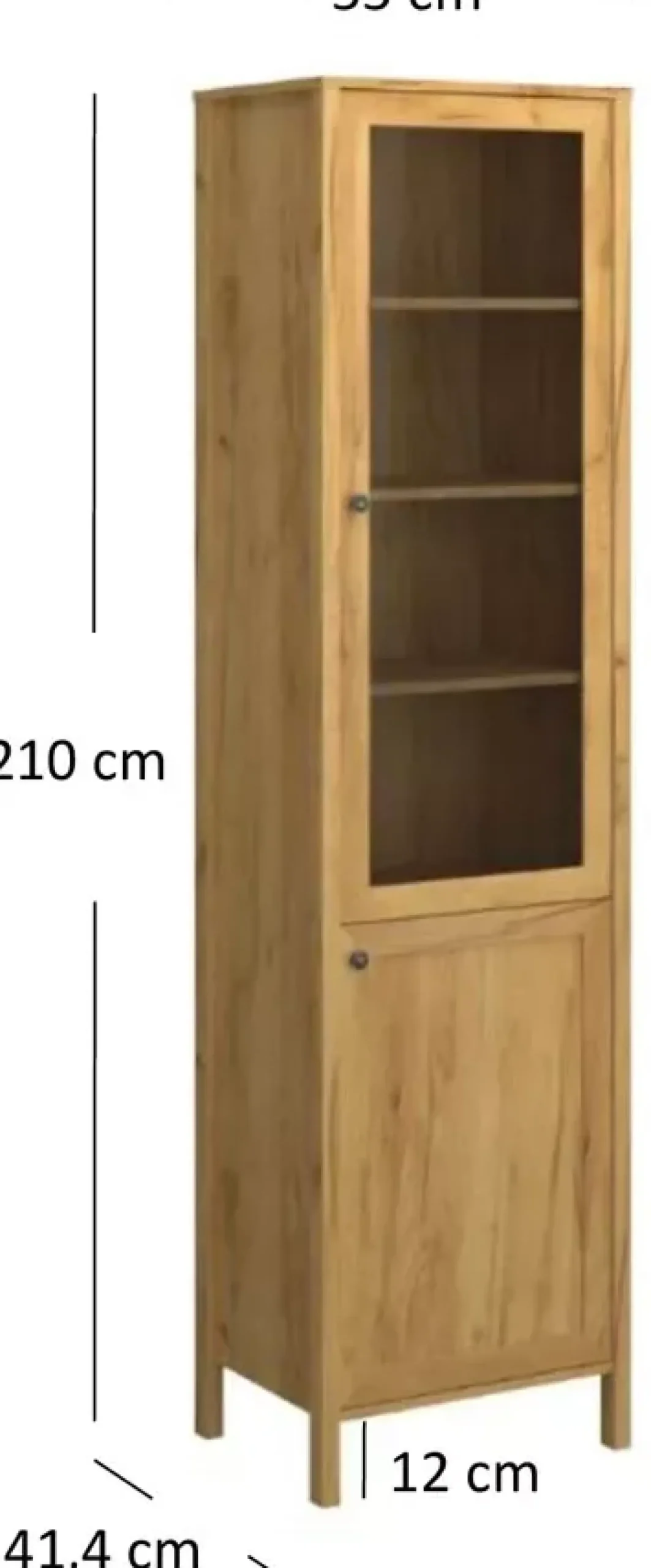 Wąska witryna na nóżkach z szafką dąb craft złoty - Zyax