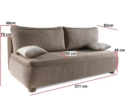 Wygodna sofa sztruksowa ADDA Ciemnoszara – funkcja spania, mechanizm DL