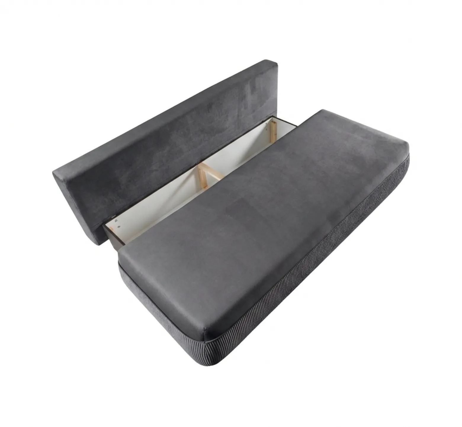 Wygodna sofa sztruksowa ADDA Ciemnoszara – funkcja spania, mechanizm DL