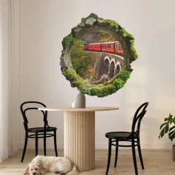 Wyrwa w ścianie zielony widok naklejka dziura 3D 74x80