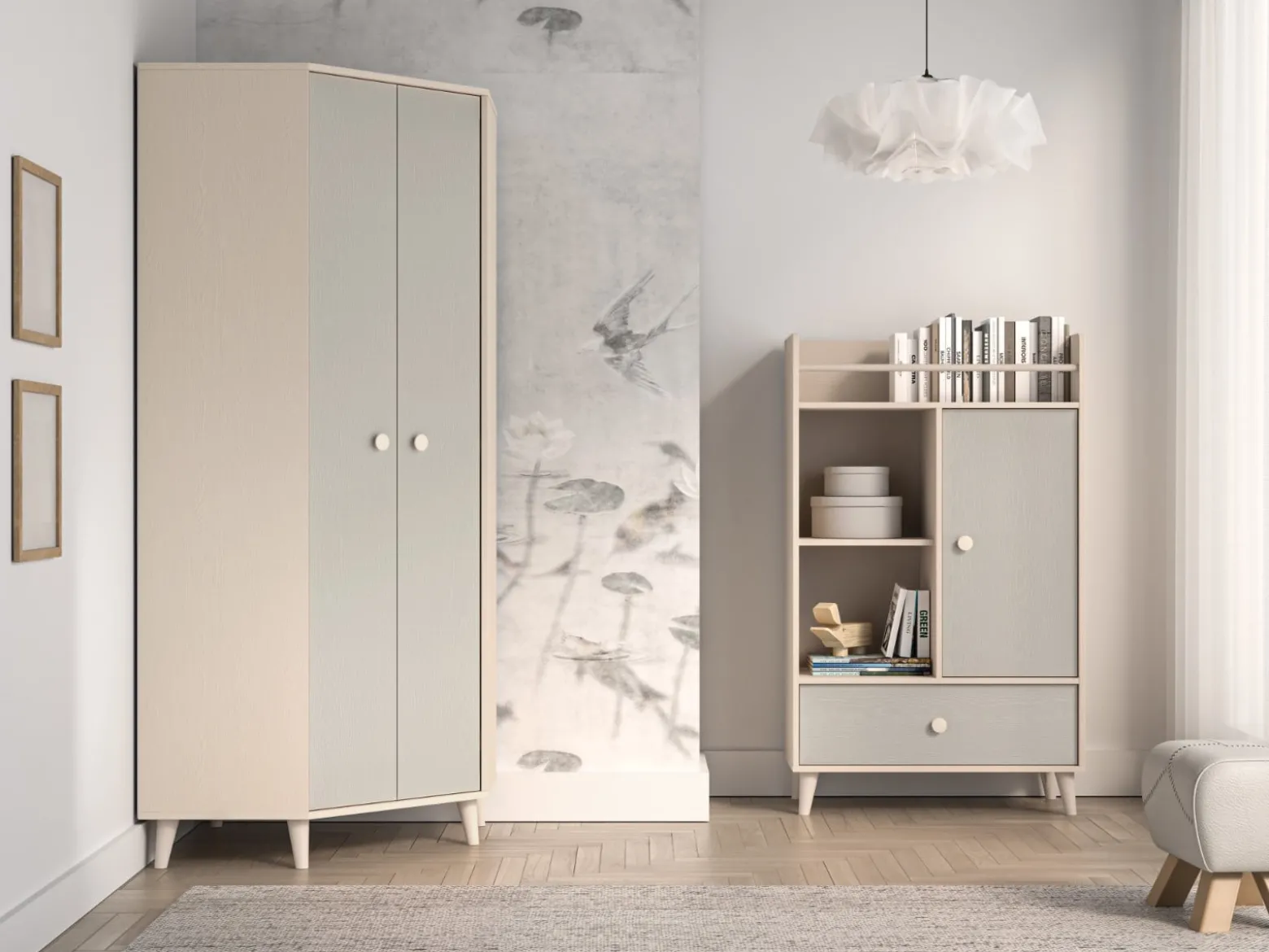 Wysoka Komoda z Szufladą Do Pokoju Dziecięcego 80 cm MEVEL Szara Beż
