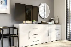 Wysoka Komoda Biała Sypialnia Salon na Połysk