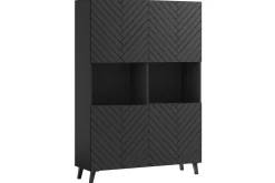 Wysoka komoda LOKET 160 cm czarny grafit/czarny MDF wzór M3