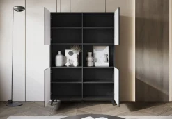 Wysoka komoda LOKET 160 cm czarny grafit/czarny MDF wzór M3