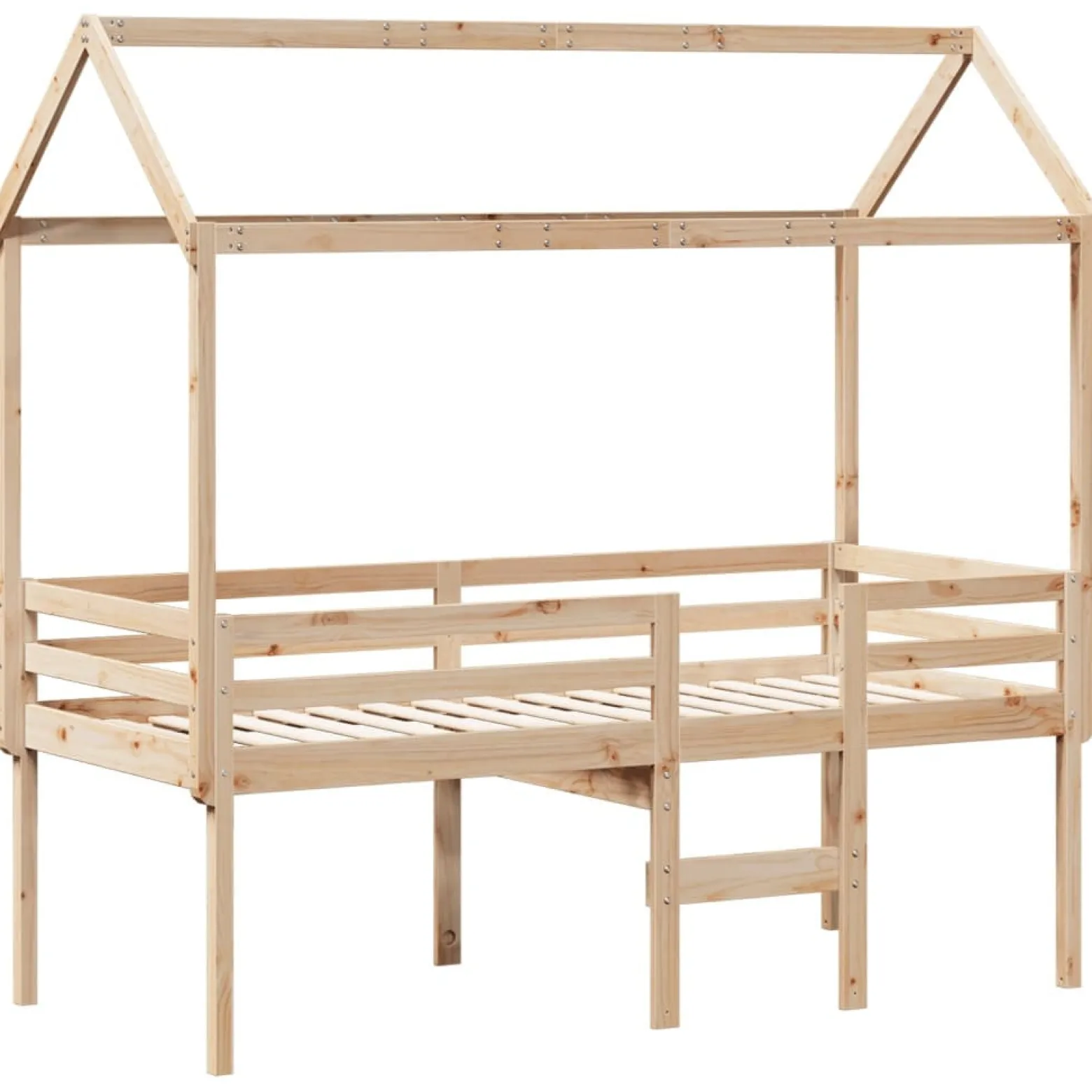 Wysokie łóżko z dachem 80x200 cm lite drewno sosnowe
