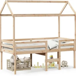 Wysokie łóżko z dachem 80x200 cm lite drewno sosnowe