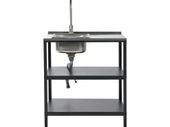 Wyspa kuchenna ogrodowa 2 półki czarna 80x50x92