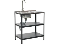 Wyspa kuchenna ogrodowa 2 półki czarna 80x50x92