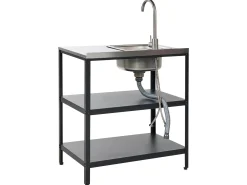 Wyspa kuchenna ogrodowa 2 półki czarna 80x50x92