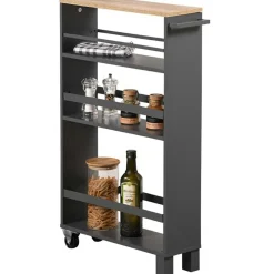 Wózek kuchenny z półkami 240x200x750 mm ciemnoszary brązowy mobilny