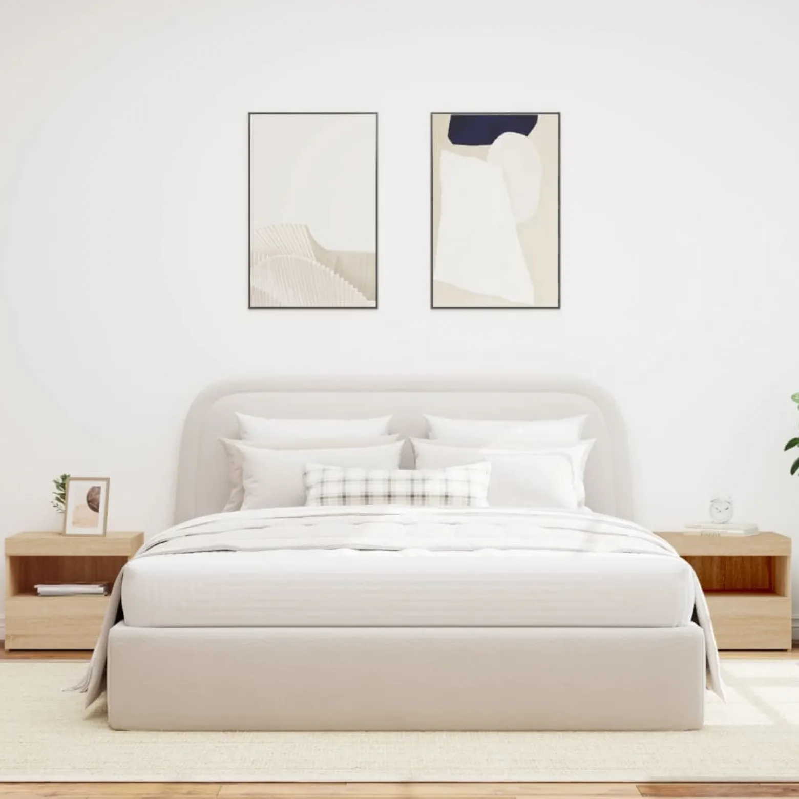 2x Szafka Nocna Stolik Komoda Brązowa z LED Do Sypialni 50x40x45 cm