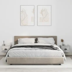 2x Szafka Nocna Stolik Szara z Szufladą Wisząca Do Sypialni 41,5x36x28 cm