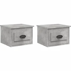 2x Szafka Nocna Stolik Szara z Szufladą Wisząca Do Sypialni 41,5x36x28 cm