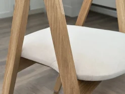 6 x Dębowe krzesło sztaplowane tapicerowane beż Salon Restauracja