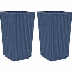 2x Donica Ogrodowa Szara Plastikowa Doniczka Na Ogród 32,5x32,5x57