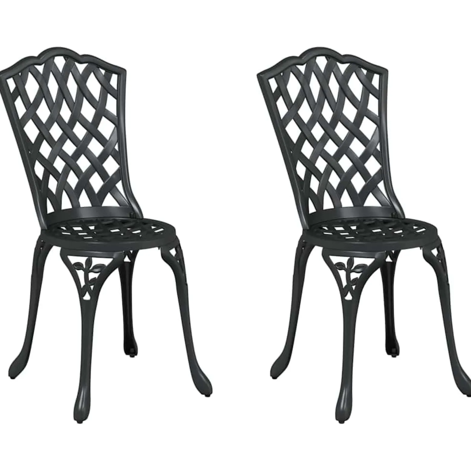 2x Krzesło Ogrodowe Aluminiowe Czarne Na Taras Balkon Ogród