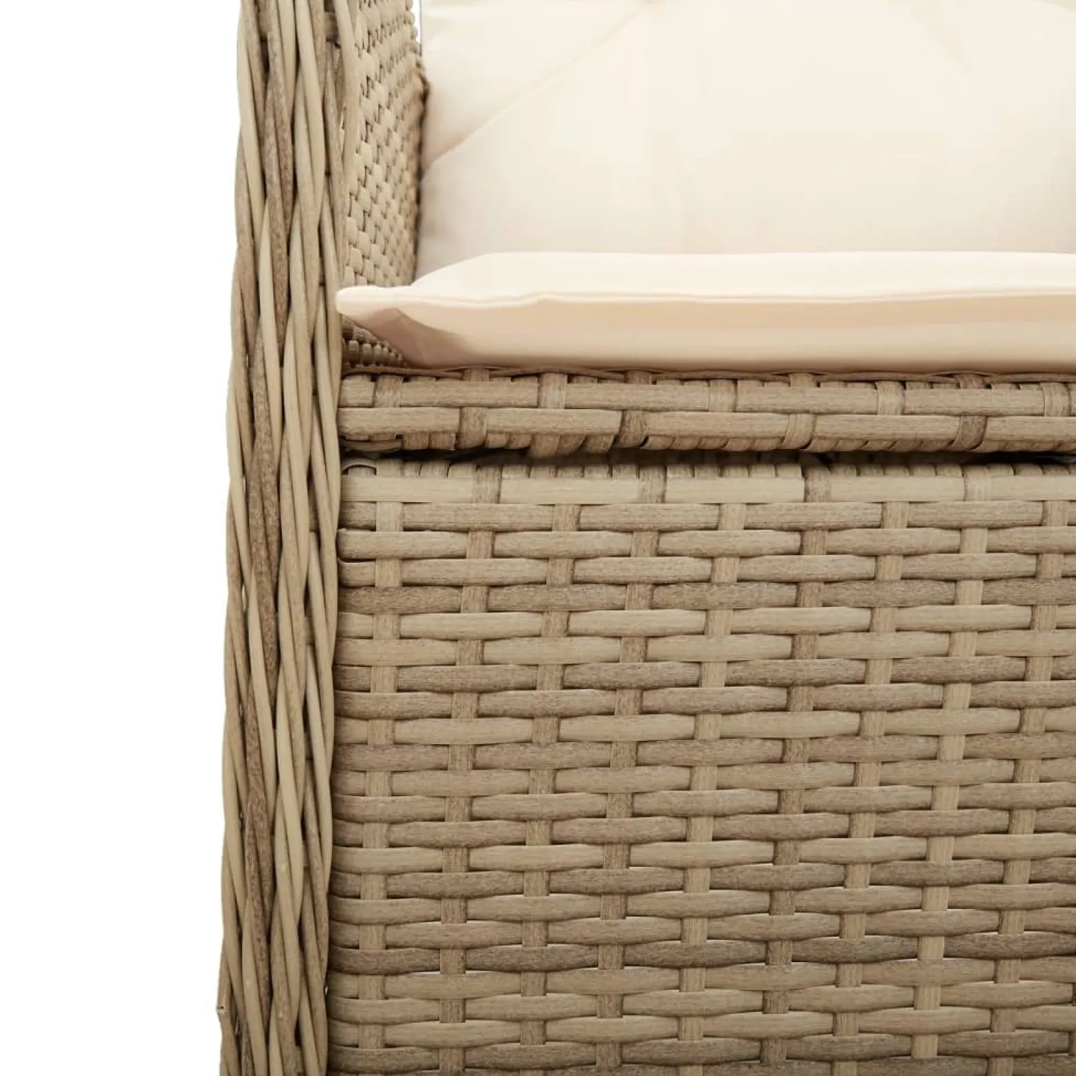 2x Krzesło Ogrodowe Rozkładane z Poduszką Fotel Ogrodowy Beżowy Rattan