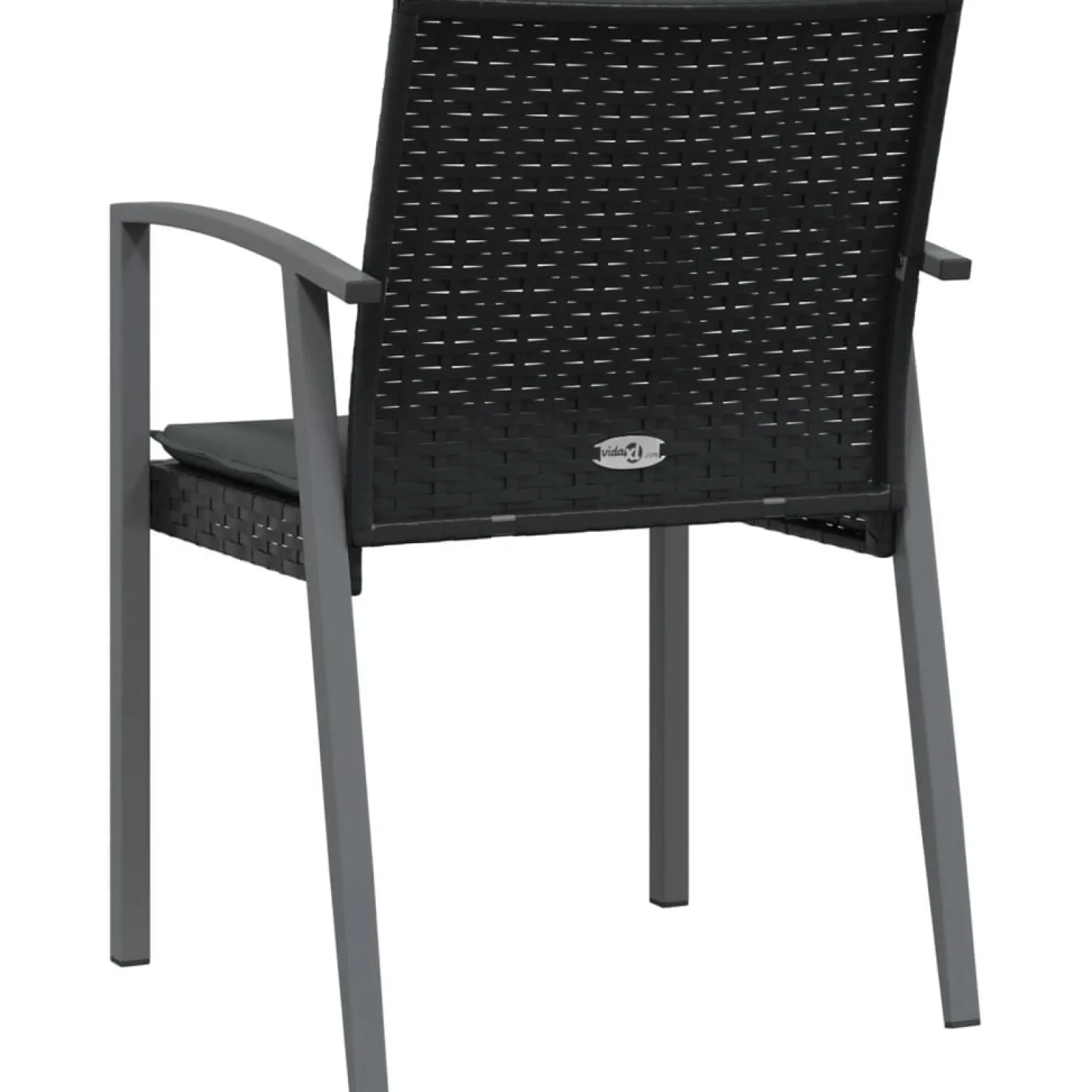 2x Krzesło Ogrodowe z Poduszkami Rattan Czarne Na Taras Balkon Ogród