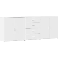 3x Szafka Biała 79x38x80 cm do Salonu Pokoju Sypialni