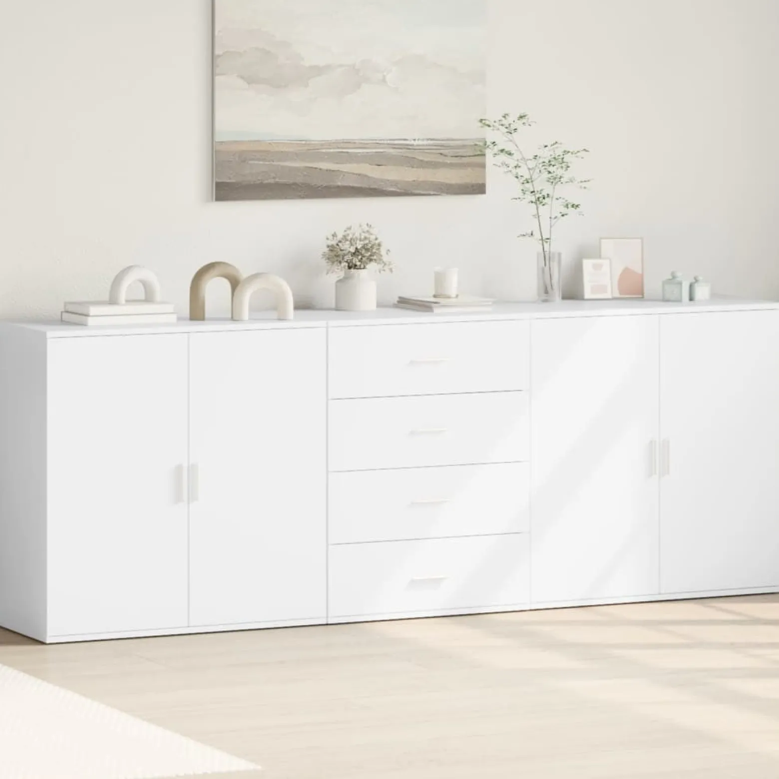 3x Szafka Biała 79x38x80 cm do Salonu Pokoju Sypialni