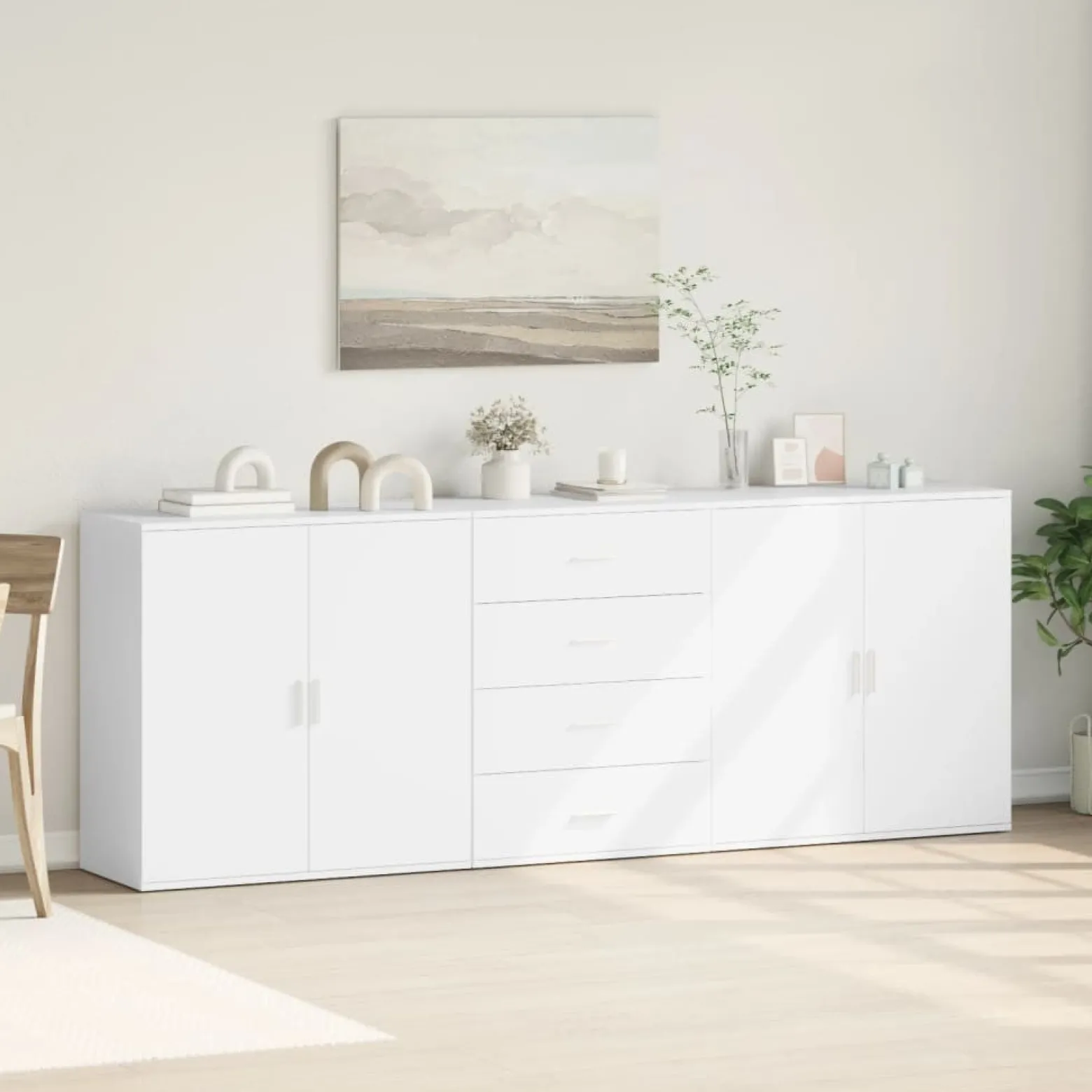 3x Szafka Biała 79x38x80 cm do Salonu Pokoju Sypialni
