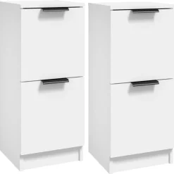 2x Szafka Biała z Drzwiami 30x30x70 cm do Salonu Pokoju Sypialni