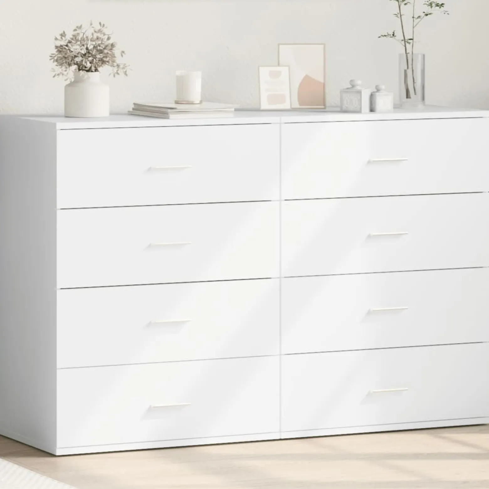 2x Szafka Biała z Drzwiami 60x39x80 cm do Salonu Pokoju Sypialni