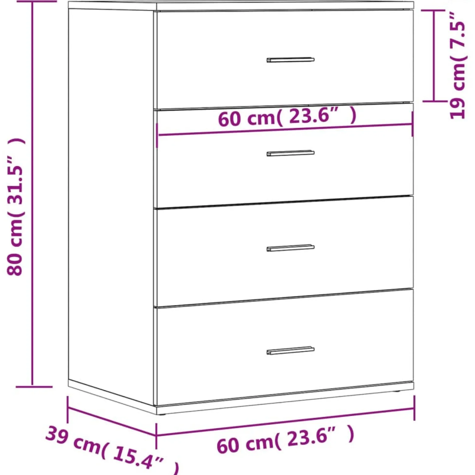 2x Szafka Biała z Drzwiami 60x39x80 cm do Salonu Pokoju Sypialni