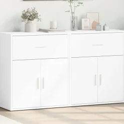 2x Szafka Biała z Drzwiami 60x31x70 cm do Salonu Pokoju Sypialni