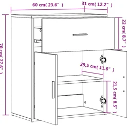 2x Szafka Biała z Drzwiami 60x31x70 cm do Salonu Pokoju Sypialni
