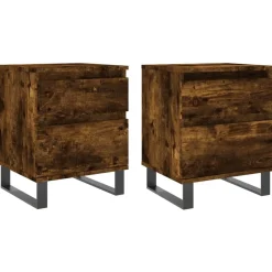 2x Szafka Nocna Brązowa z Szufladą z Drzwiami Do Sypialni 40x35x50 cm