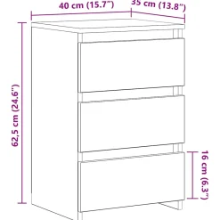 2x Szafka Nocna Komoda Stolik Półka Nocna Do Sypialni 40x35x62.5 cm