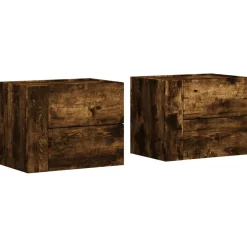 2x Szafka Nocna Stolik Brązowa z Szufladą Wisząca Do Sypialni 45x30x35 cm