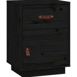 2x Szafka Nocna Stolik Czarna z Szufladą z Drzwiami Do Sypialni 40x34x55 cm