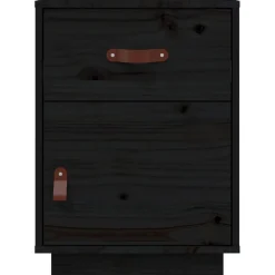 2x Szafka Nocna Stolik Czarna z Szufladą z Drzwiami Do Sypialni 40x34x55 cm