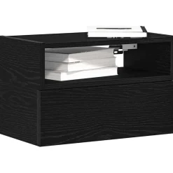 2x Szafka Nocna Stolik Czarna z Szufladą Wisząca Do Sypialni 45x26x28,5 cm