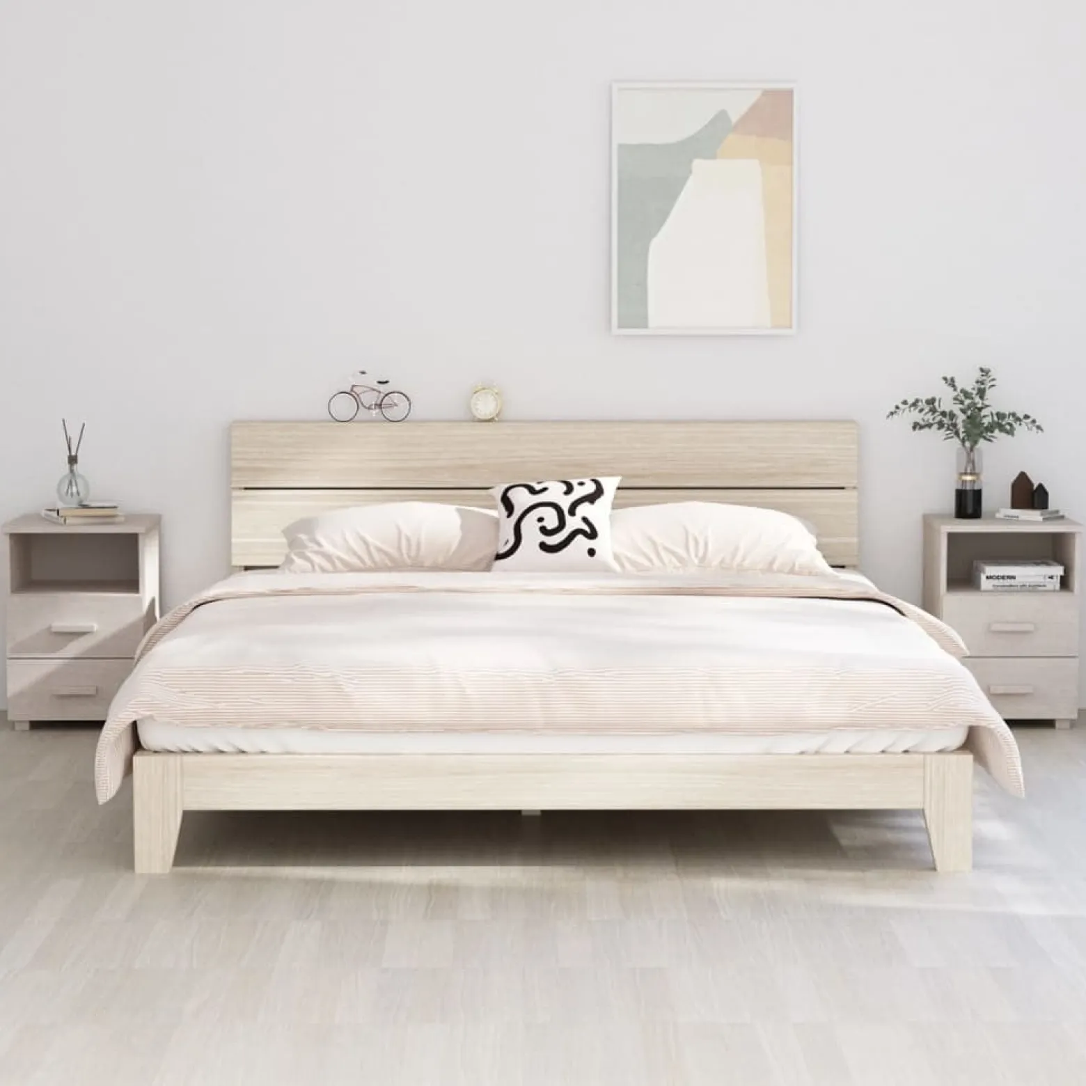 2x Szafka Nocna Stolik Komoda Biała z Szufladą Do Sypialni 40x35x62 cm