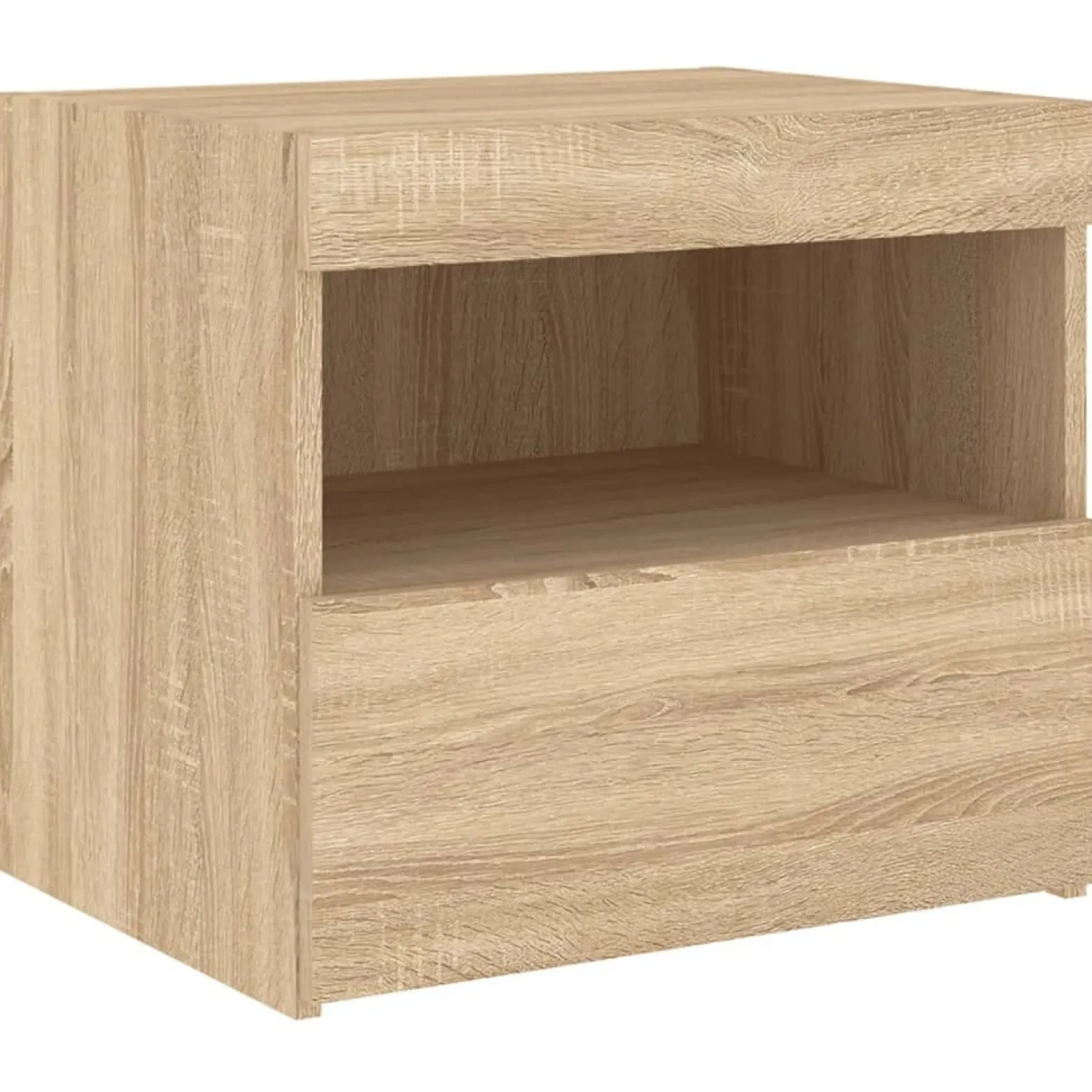 2x Szafka Nocna Stolik Komoda Brązowa z LED Do Sypialni 50x40x45 cm