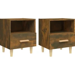2x Szafka Nocna Stolik Komoda Brązowa z Szufladą Do Sypialni 40x35x47 cm