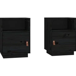 2x Szafka Nocna Stolik Komoda Czarna z Drzwiami Do Sypialni 40x34x55 cm