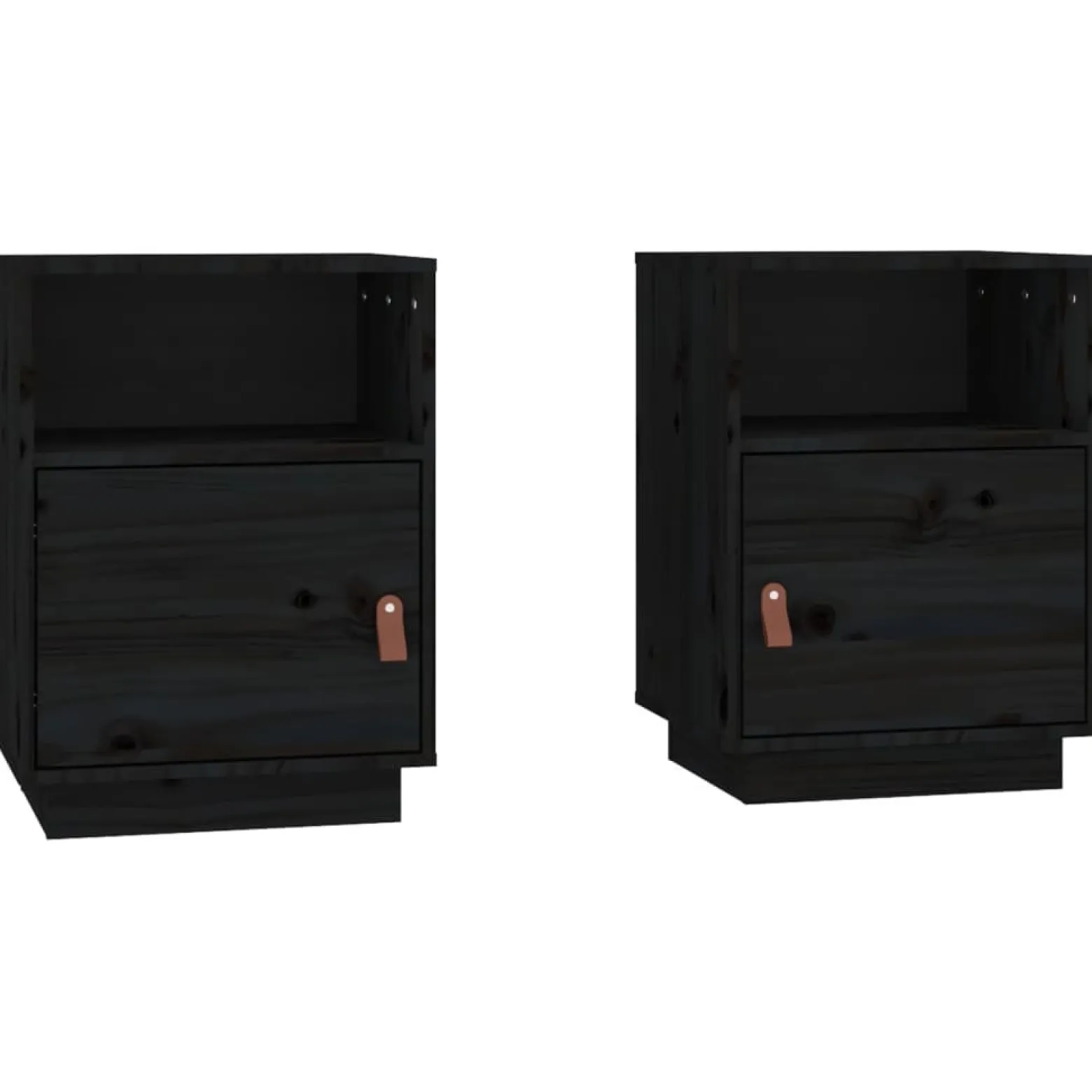 2x Szafka Nocna Stolik Komoda Czarna z Drzwiami Do Sypialni 40x34x55 cm