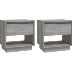 2x Szafka Nocna Stolik Komoda Szara z Szufladą Do Sypialni 45x34x44 cm