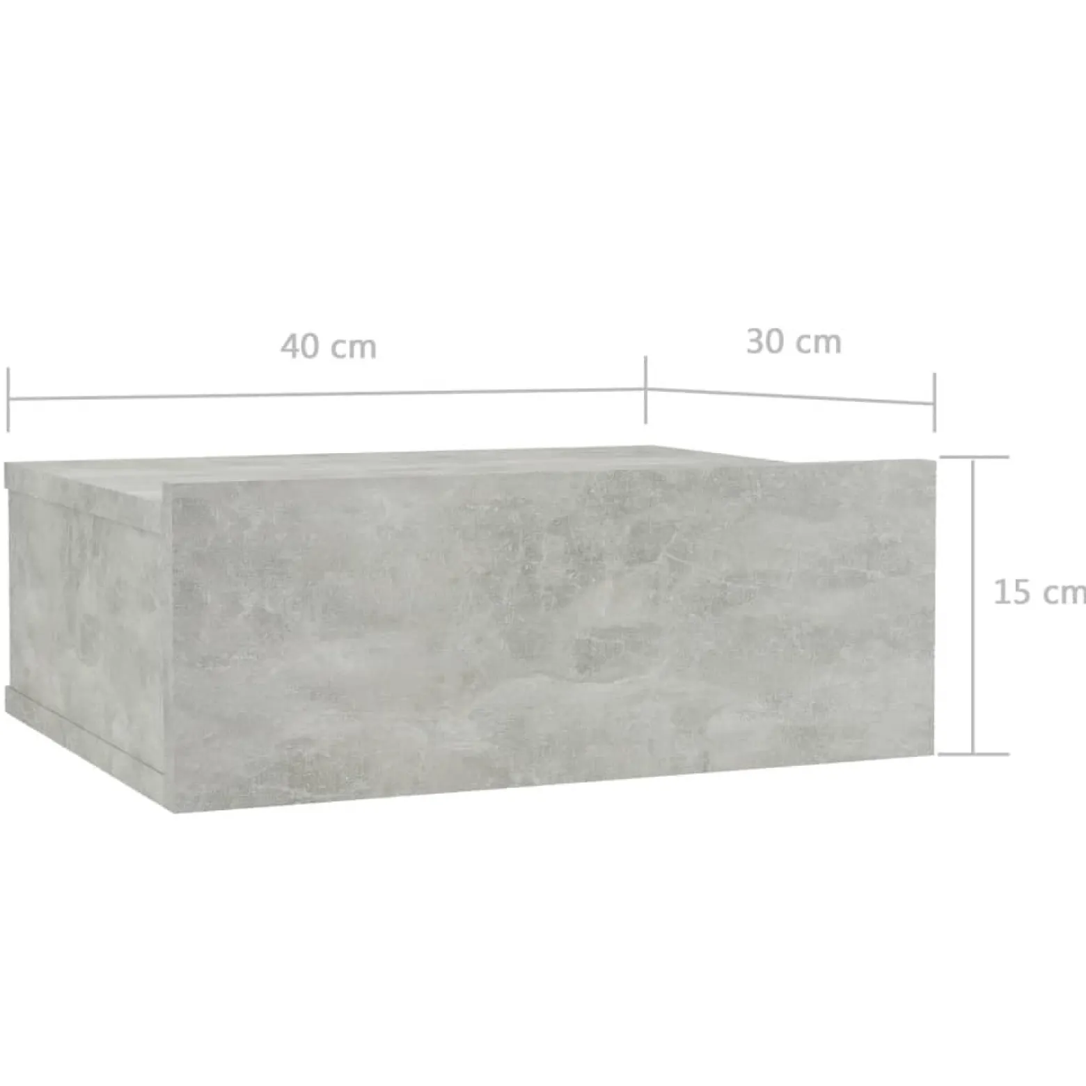 2x Szafka Nocna Stolik Szara z Szufladą Wisząca Do Sypialni 40x30x15 cm