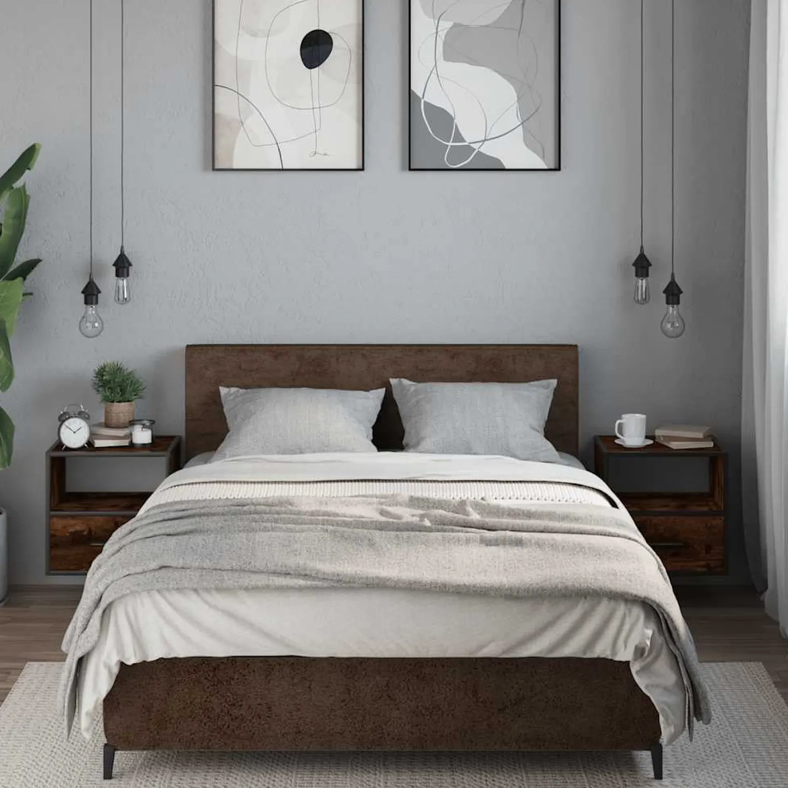 2x Szafka Nocna Wisząca Komoda Stolik Nocny Do Sypialni 40x31x39.5