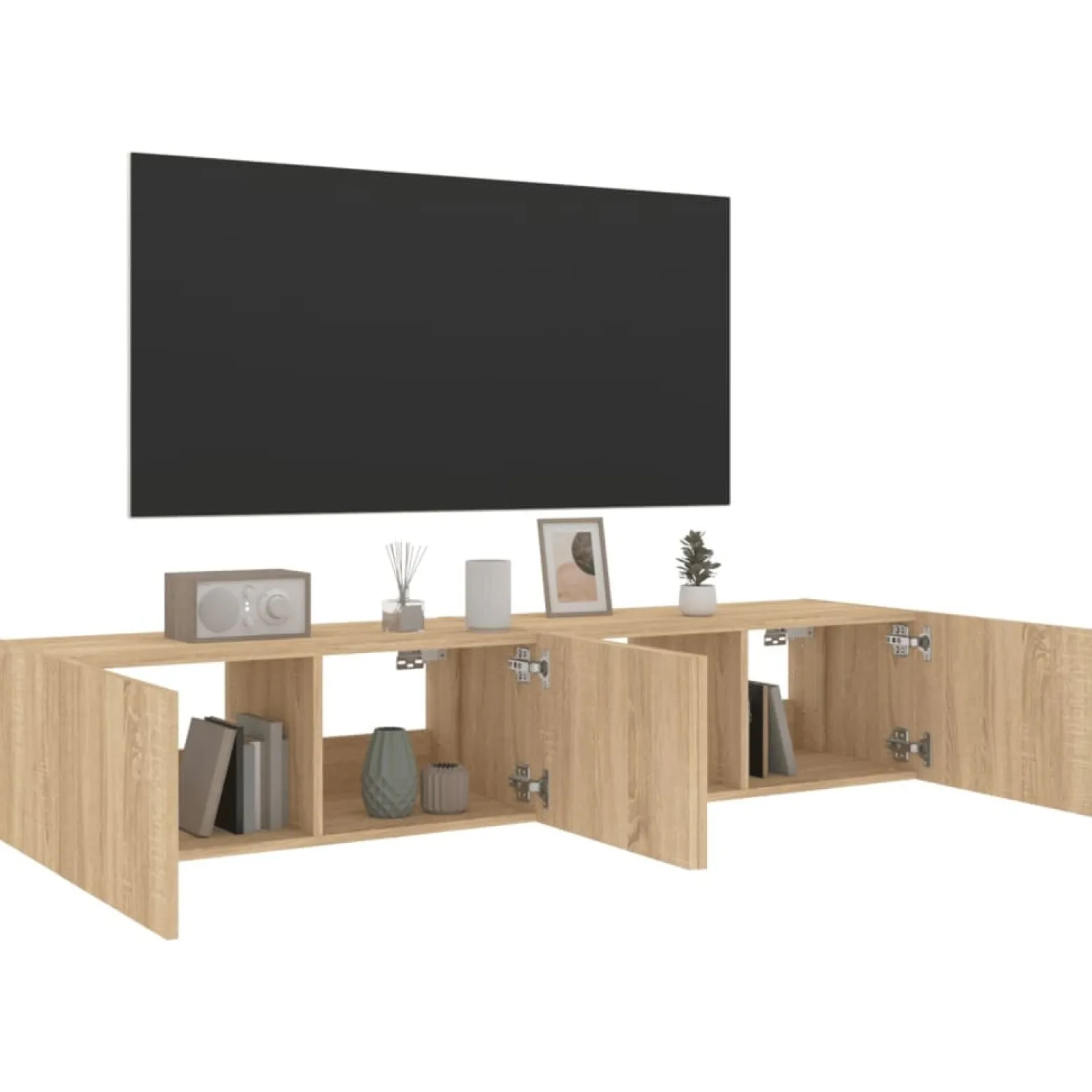 2x Szafka RTV Wisząca Stolik Półka Brązowa LED 80x35x31 cm