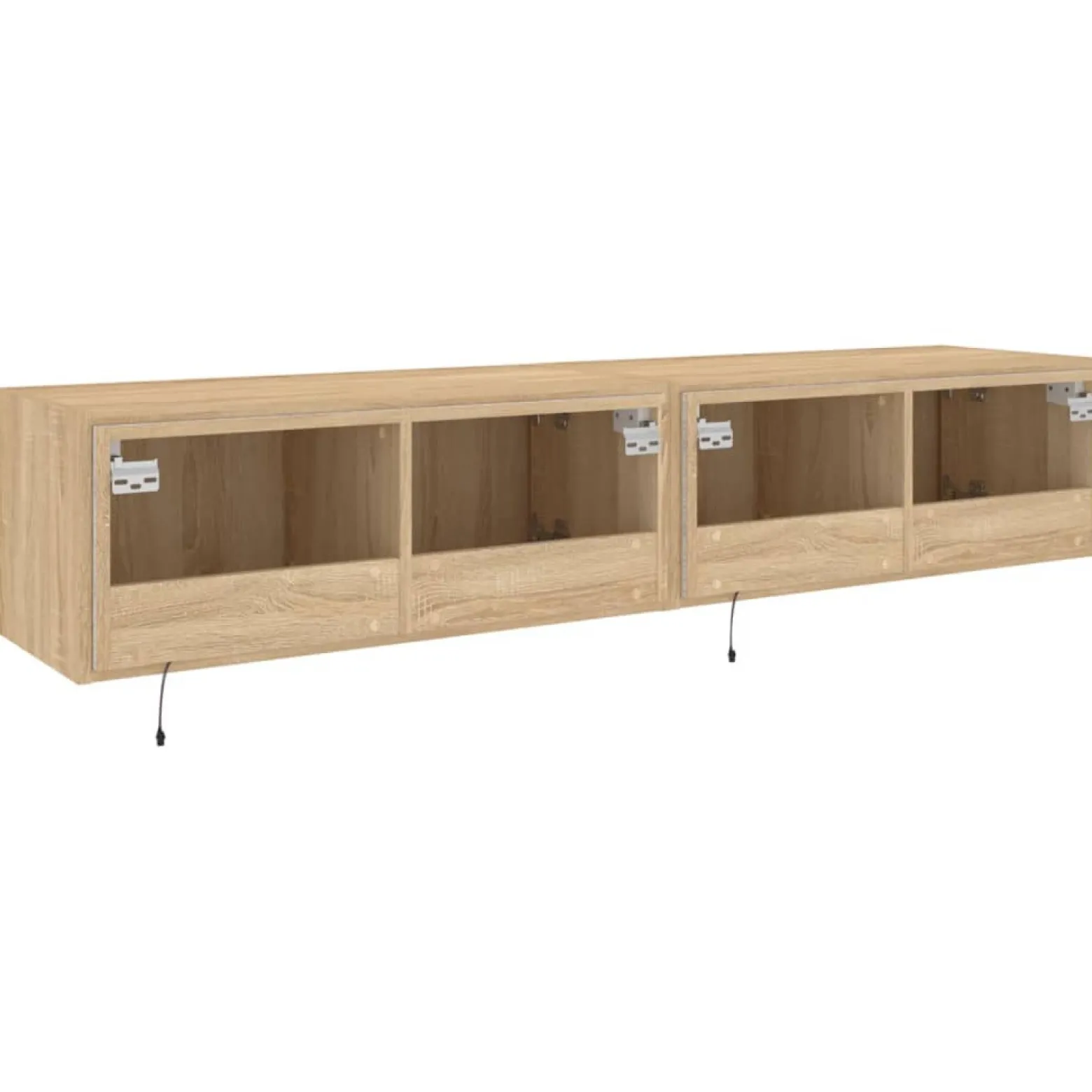 2x Szafka RTV Wisząca Stolik Półka Brązowa LED 80x35x31 cm